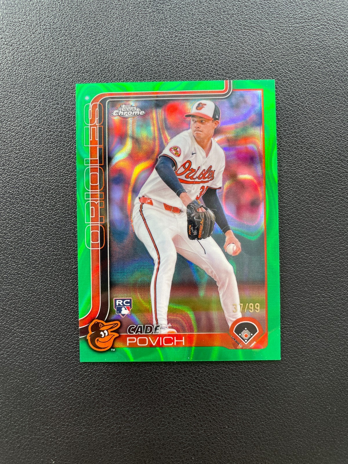 2025 Topps Chrome Cade Povich Rc Rookie Green Lava Refractor 37/99 BJJH