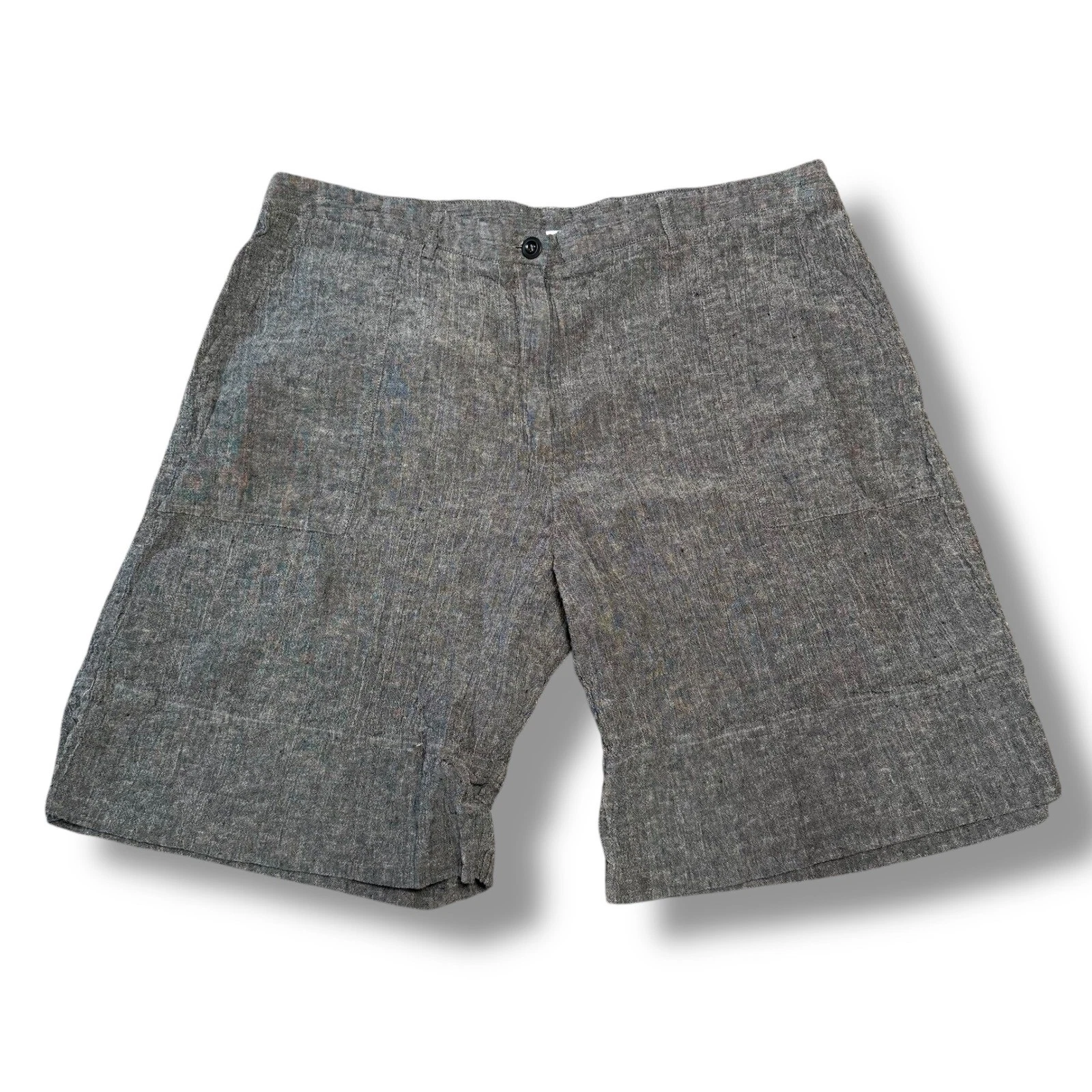 Poetry Linen Blend Shorts Women UK 20 US 16 Gray Textured Casual