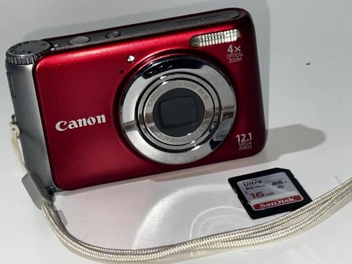Canon Digital Camera PowerShot A3100 IS 12.1MP - Red - working- "please read"