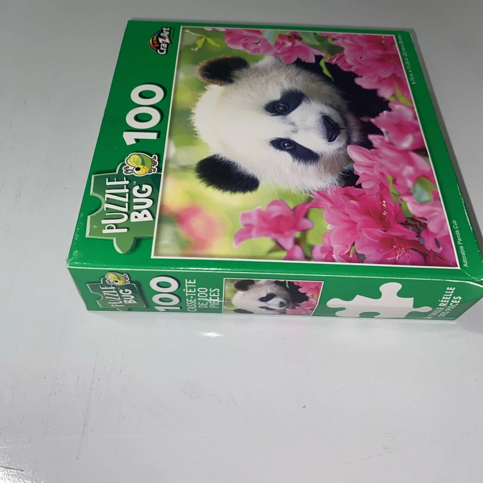 Puzzle Bug Crazart 100 Piezas Rompecabezas Oso Panda con Flores Rosas Foto 2 de 4