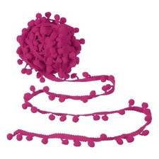 8Yards Pom Trim Ribbon 0.8" Wide 10mm Rose Red Pom Ball Fringe Trim,