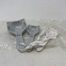 Ceramic Cat Measuring Spoons Gray/White 3pc S...