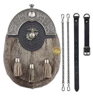 Traditional Scottish Seal Fur Dress Leather Sporran  Traditional Kilt Accessory