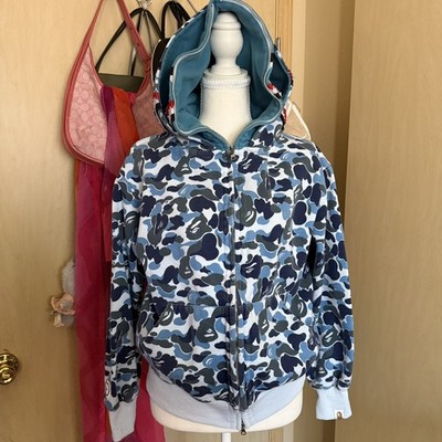 BAPE ABC CAMO SHARK FULL ZIP DOUBLE HOODIE 'Blue' Size Large