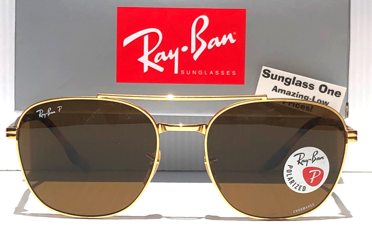 NEW Ray Ban Arista Shiny Gold POLARIZED Brown Lens Sunglass RB