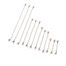 12 Pieces Stainless Steel Bracelet Necklace Extension Chains with Lobster Clasps