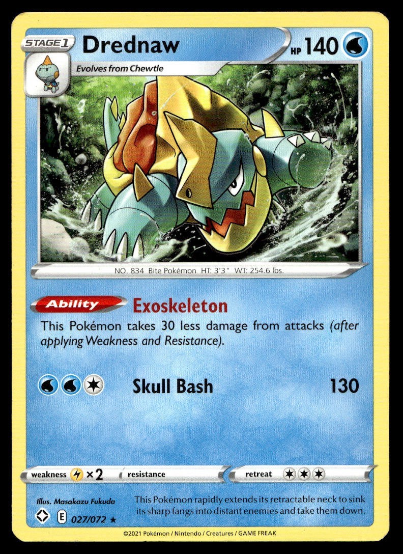 Drednaw 27/72 Pokemon Card Shining Fates Rare 140 HP Lightly Played NR