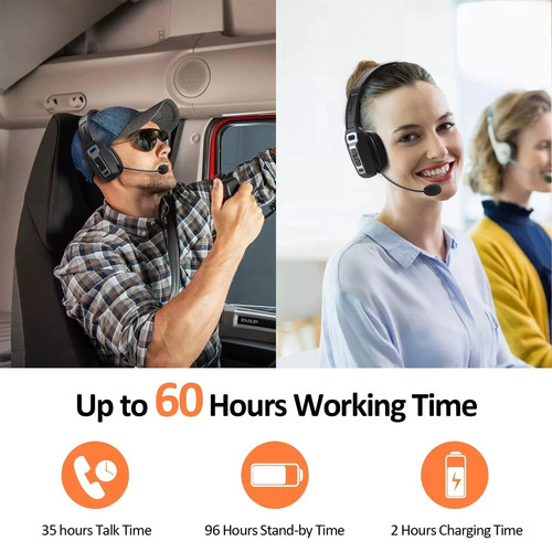 Trucker Bluetooth 5.3 Wireless Headset With Noise Cancelling Mic For Phones PC - Picture 9 of 24