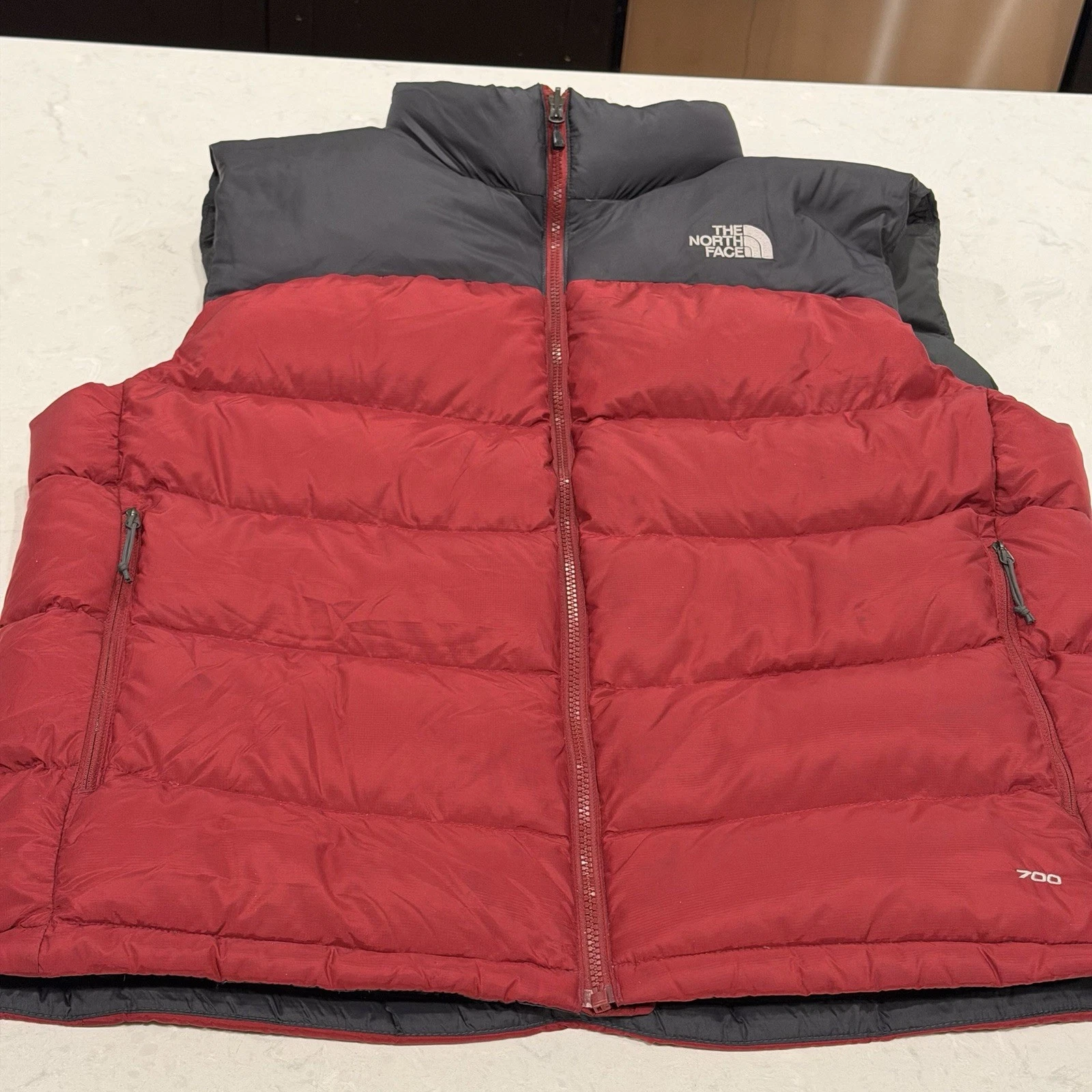The North Face Retro Nuptse Vest Mens XL Red Puffer Down Insulated 700 Fill Z