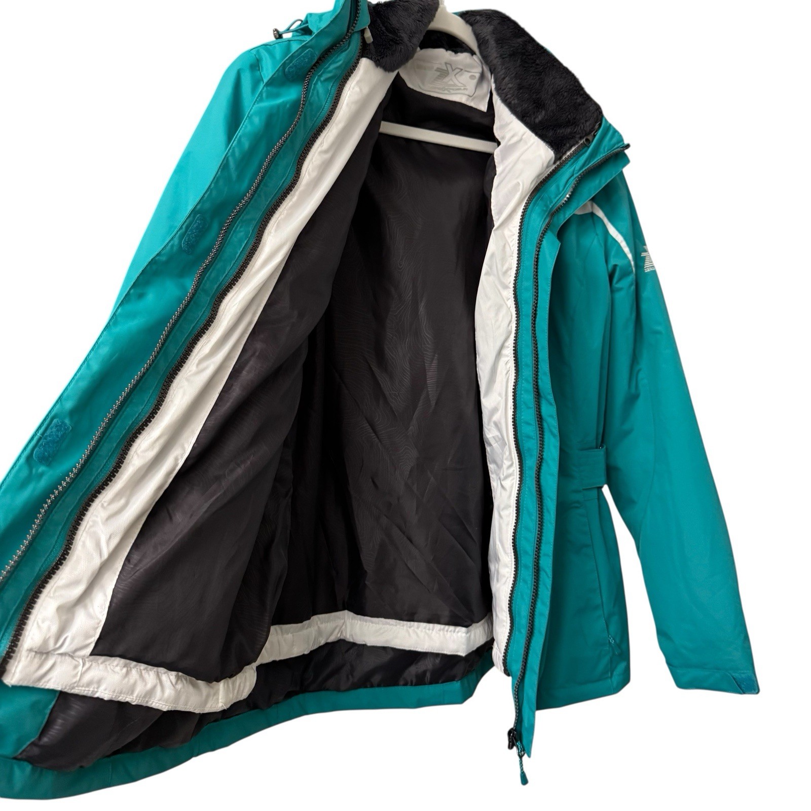 ZeroXposur Women Winter Jacket 3-in-1 Sz L Teal Detach Quilted Liner Remove Hood image 4