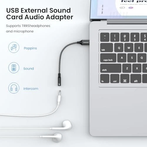 USB-zu-3,5 mm Audioadapter | TRRS Mikrofon | Plug & Play - Bild 2 von 4