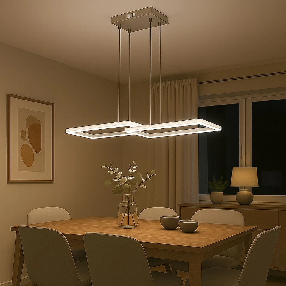 Luce a Sospensione Lampadario Lampada Argento LED Regolabile RGB Telecomando Cct - Immagine 3 di 4