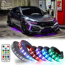 6x Underglow Double Row Multicolor Rgb Car Led Neon Strip Lights Kit App Remote