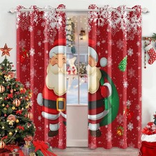 Santa Christmas Curtains for Living Room Christmas Blackout Curtains 2 Panels...