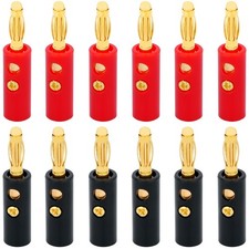 12Pcs/6 Pairs 4mm Banana Plugs Stackable Connectors Cable Plugs for Speaker Wire