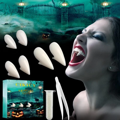 CIKICY Vampire Teeth Fangs for Kids & Adults Halloween Makeup Cosplay Accessorie