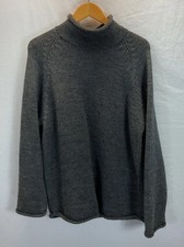 VTG J. Crew Sweater Men MD Wool Oarsman Roll Neck Pullover 90s Chunky Gray