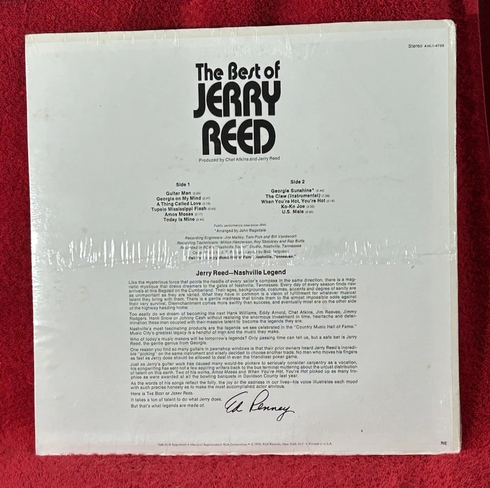 1975 Best of Jerry Reed RCA Victor LSP 4729 Stereo Vinyl LP Folk & Country Music - Image 2 of 3