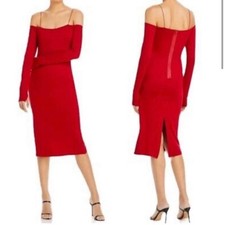 Alice & Olivia Dorinda red off shoulder long sleeve dress size 0