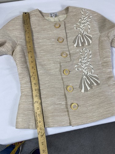 Combinaison veste jupe beige vintage Valentino Boutique femme 12/ convient 8 années 50 - Photo 13/15