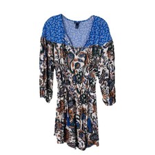 NEW Scoop white green orange floral boho tassel mini dress XS