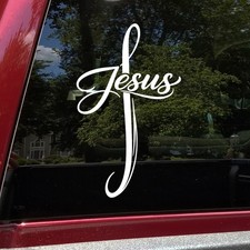 Jesus Cross Vinyl Decal Christian Faith Religious Car Window Sticker