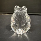 Steuben Crystal Sitting Bear Hand Cooler Paperweight Signed Art Glass