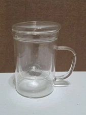 Glass tea cup with infuser and lid Handle