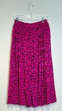 Miss O by OSCAR DE LA RENTA  Fuchsia Silk Floral Midi Skirt Size 12, VTG 1980s