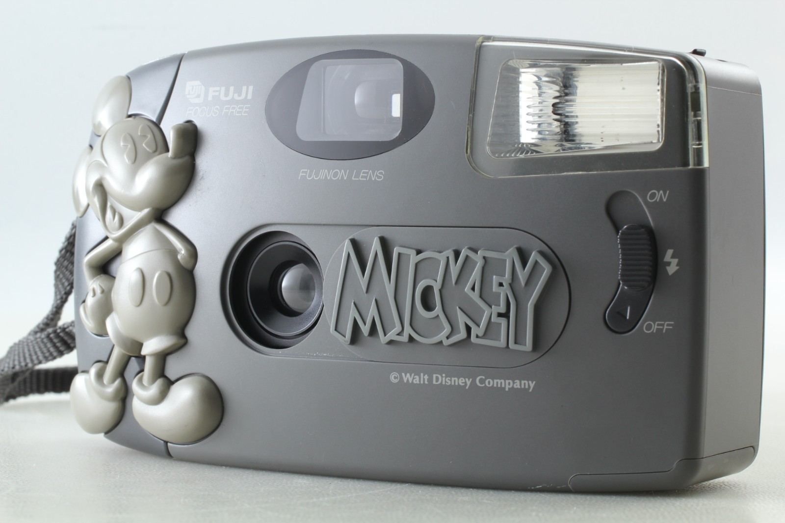 RARE【NEAR MINT】 Fuji Hi Mickey Mouse 35mm Film Camera Focus Free Rare From Japan