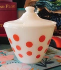 New ListingVintage Anchor Hocking Oven Fire King Ware Grease Bowl with Lid Red Dot