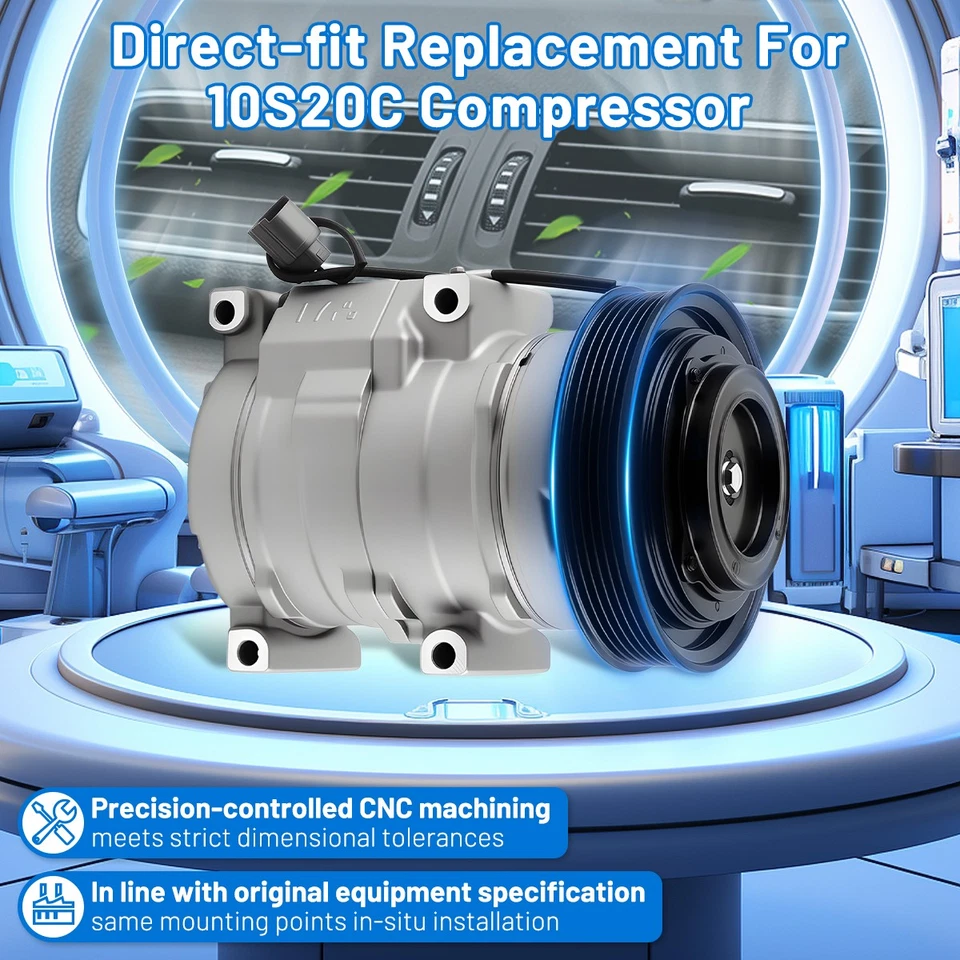 A/C AC Compressor for Acura MDX 2003-2006 TL 2004-2008 Honda Accord 2003-2007 - Imagem 3 de 4