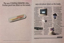 Compaq DESKPRO 286e 1989 Vintage Computer 2pg Magazine Ad Retro PC Print