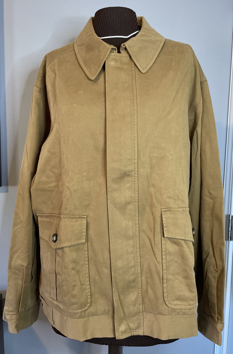 LL Bean Mens Canvas Full Zip Field Chore Jacket OFG66 Tan LL Bean Mens Canvas Full Zip Field Chore Jacket OFG66 Tan