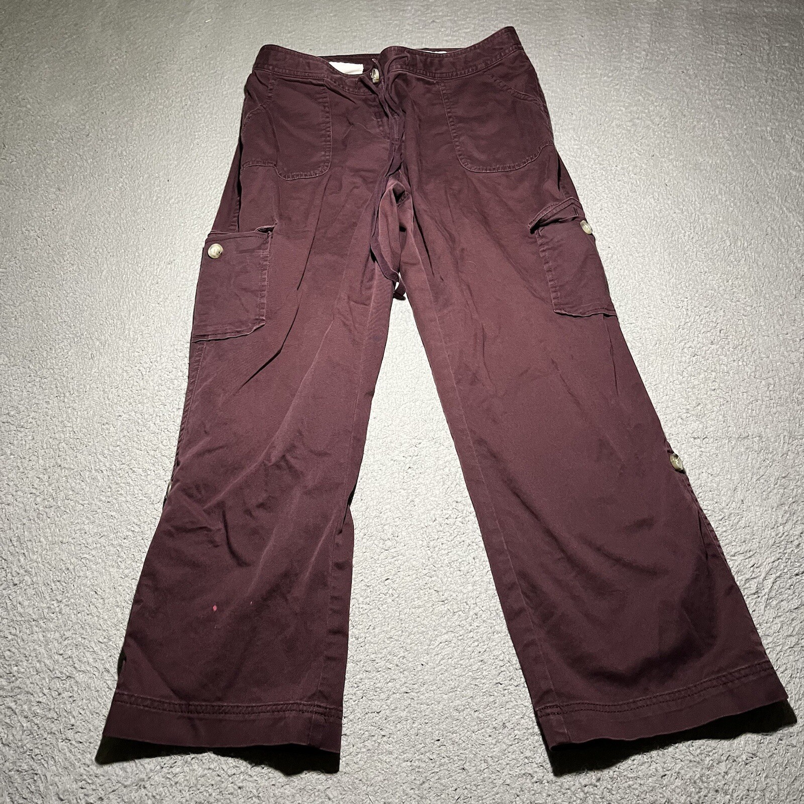 Women 12 Petite Southport Cargo Burgundy Favorite Fit Drawst