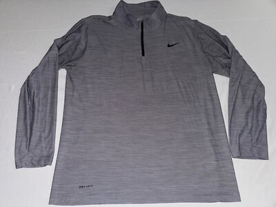 Nike Dri Fit 1/4 Zip Lightweight Golf Pullover Mens Large Gray Polyester NWOT!