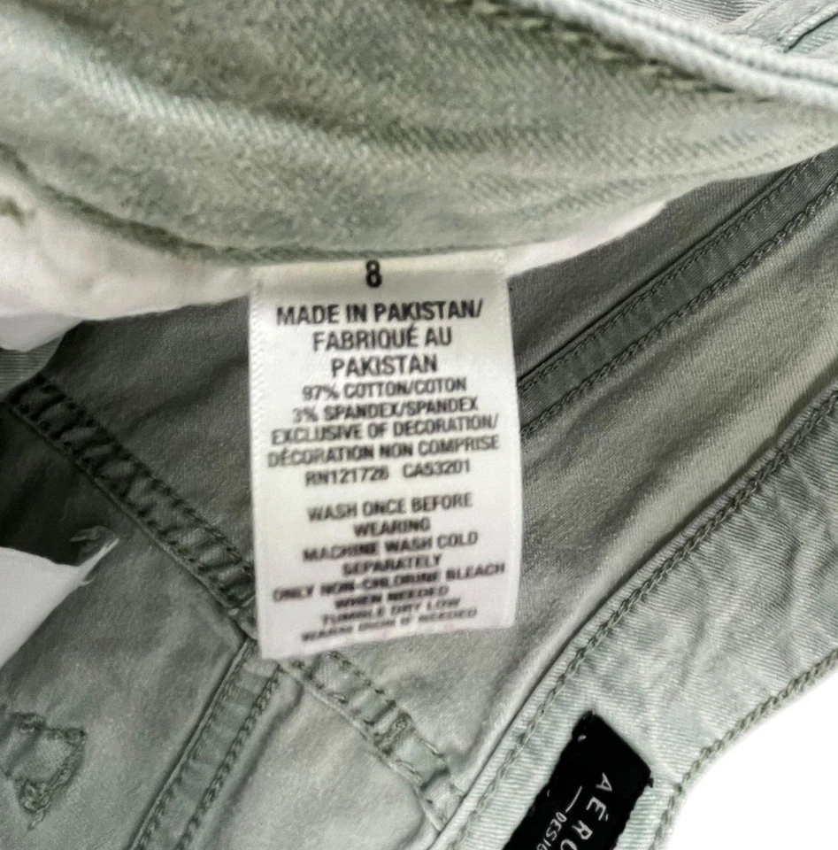 Pantalones Cortos Aeropostale Cintura Alta Mujer Verde Denim Envejecido 8 Foto 4 de 4