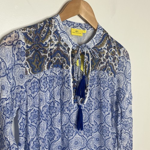 Roberta Roller Rabbit Serafina Tunic Womens Small Tasseled Boho Art To Wear - Picture 2 of 10