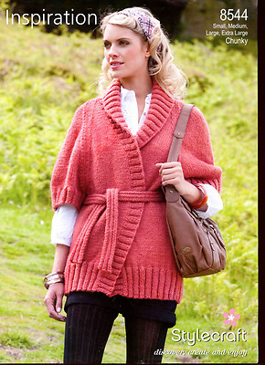 Stylecraft Strickanleitung #8544 Grobstrickjacke Damen Kurzarm #17551