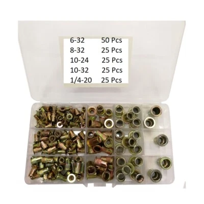 ARTEC 150 PCs SAE Rivet Nut Kit Rivnut Nutsert Assort Set 1/4-20 10-32 10-24 8-32 6-32