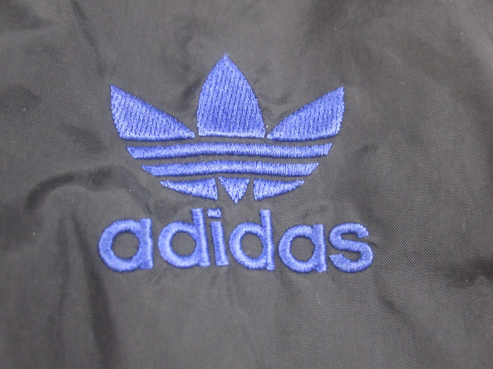 VTG Adidas Windbreaker Jacket Adult XL Black Blue Button Up Retro Polyester Mens thumbnail 4