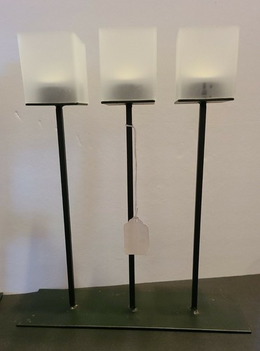 Set of Free Standing Tealight Candle Holders (4) Black Metal Sturdy Art Deco - Picture 4 of 8