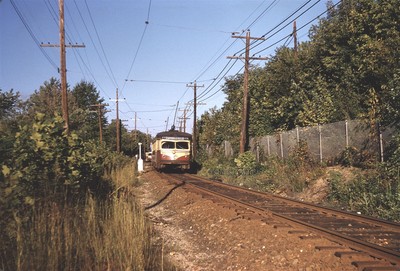 Red Arrow Lines 21 Arrives at Drexelbrook Station 1958 Original Kodachrome Dia