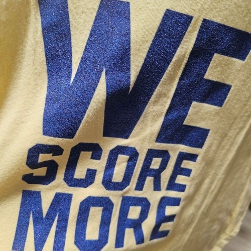 Abercrombie & Fitch Soccer Long Sleeve Tee 'We Score More' Yellow Graphic Y2K - Picture 7 of 8