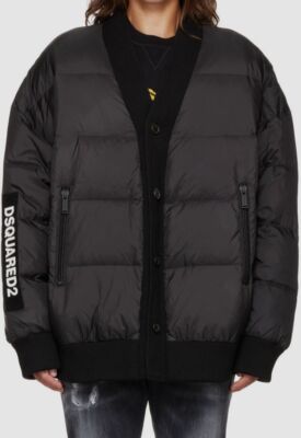 $1390 Dsquared2 Men's Black Puffer Quilted Down Cardigan Jacket Size S