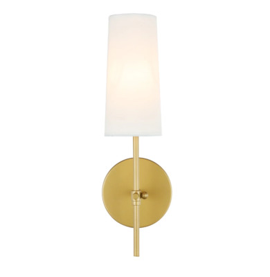 NEW Elegant Lighting LD6004W6BR Mel 15'' Wall Sconce with Linen Shade - Brass