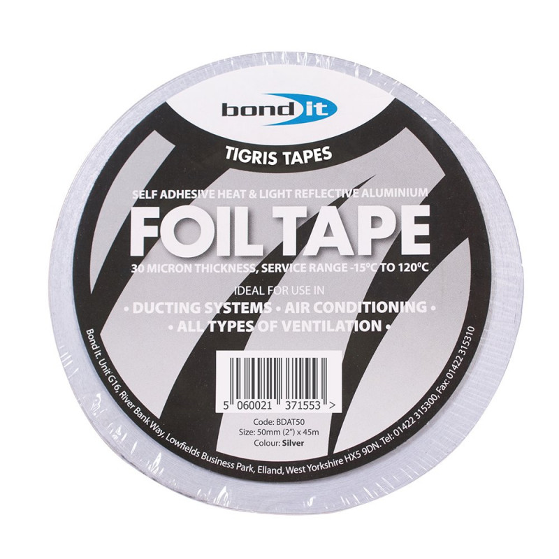 Bond It Self Adhesive Reflective Aluminium Insulation Foil Tape 50mm x 45mt Roll