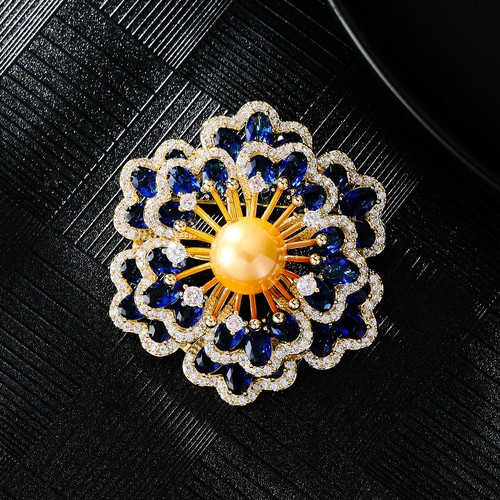 Vintage Brooches Pins for Women Flower Crystal Fashion Jewelry Blue Green New - Picture 16 of 22