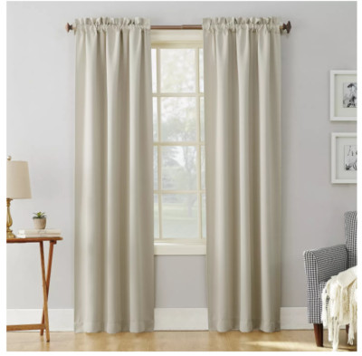 Sun Zero Kenneth Blackout Rod Pocket Curtain Panel - Pearl - Size:40x84''