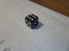 Vintage Six-Sided Die (d6), Black with White Pips, Great Condition, Small
